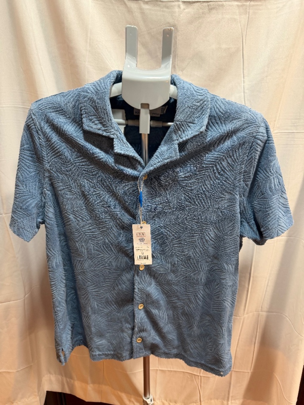 Southern Tide NWT Men's Crystal Beach Terry Camp Shirt Small Coronet Blue